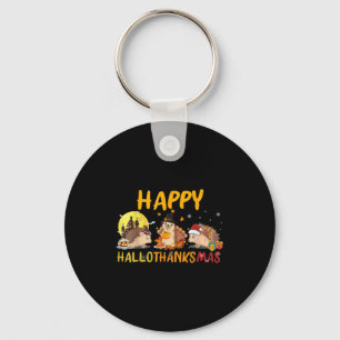 Hedgehog Happy Fall Autumn Christmas Halloween Tha Key Ring