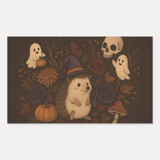 hedgehog haunted forrest 2 rectangular sticker