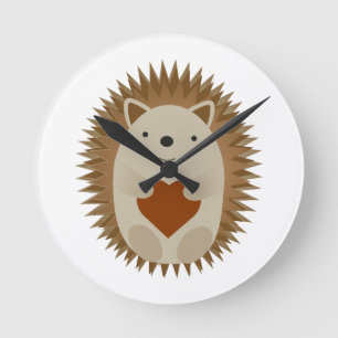 Hedgehog Heart Round Clock