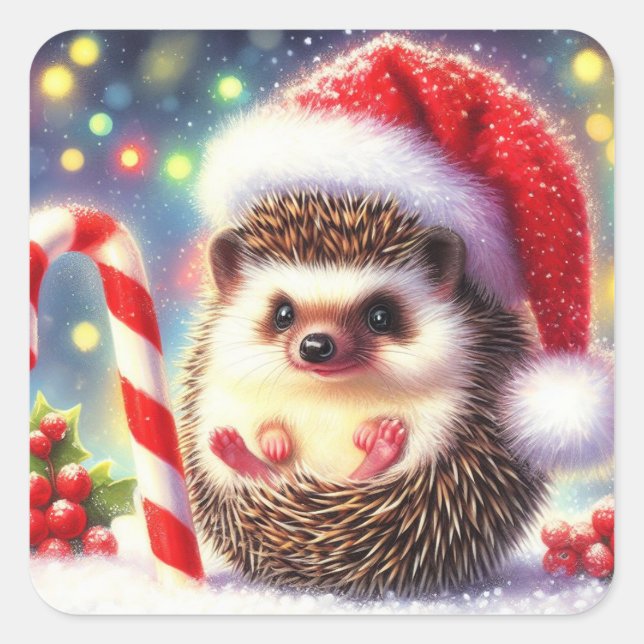 Hedgehog Holiday Hedgie Gift Stickers (Front)
