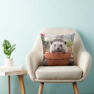 Hedgehog in a Clay Flower Pot Cushion