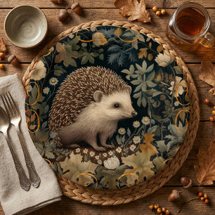 Hedgehog in the Forest William Morris style Paper Plate