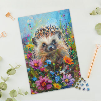 Hedgehog in Wildflower Field Jigsaw Puzzle