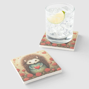 Hedgehog Love 2 Stone Coaster