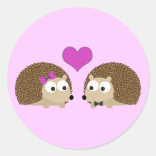Hedgehog Love Classic Round Sticker