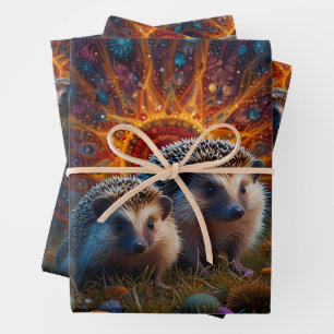 Hedgehog Love in Every Heartbeat  Wrapping Paper Sheet