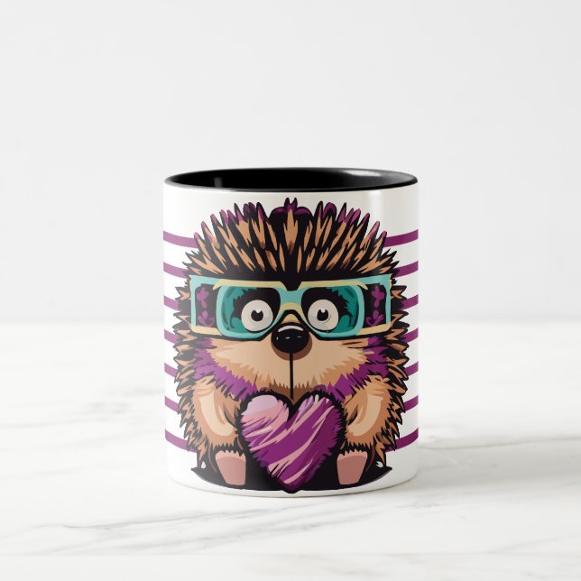 Hedgehog Love Mugshot Two-Tone Coffee Mug (Center)