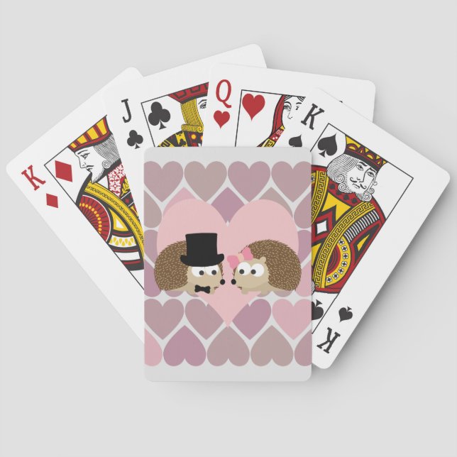 Hedgehog Love with Hearts Playing Cards (Back)