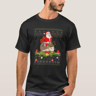 Hedgehog Lover Ugly Santa Riding Hedgehog Christma T-Shirt