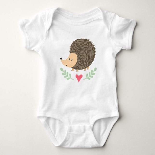 Hedgehog Lover Woodland Animal Gift Baby Bodysuit (Front)