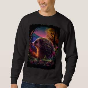 Hedgehog mountains sunset retro 70s vintage  1 sweatshirt