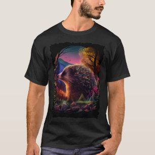 Hedgehog mountains sunset retro 70s vintage  1 T-Shirt