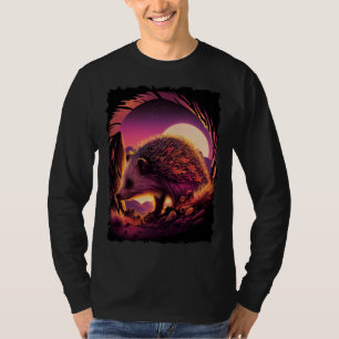 Hedgehog mountains sunset retro 70s vintage  4 T-Shirt
