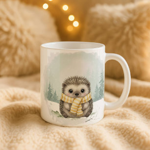 Hedgehog Mug Cute Watercolor Winter Christmas Gift