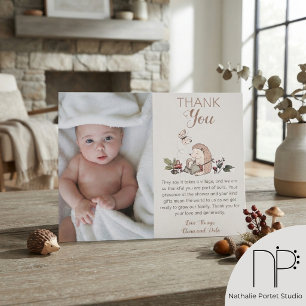 Hedgehog Mummy and Baby Photo Thank You Card