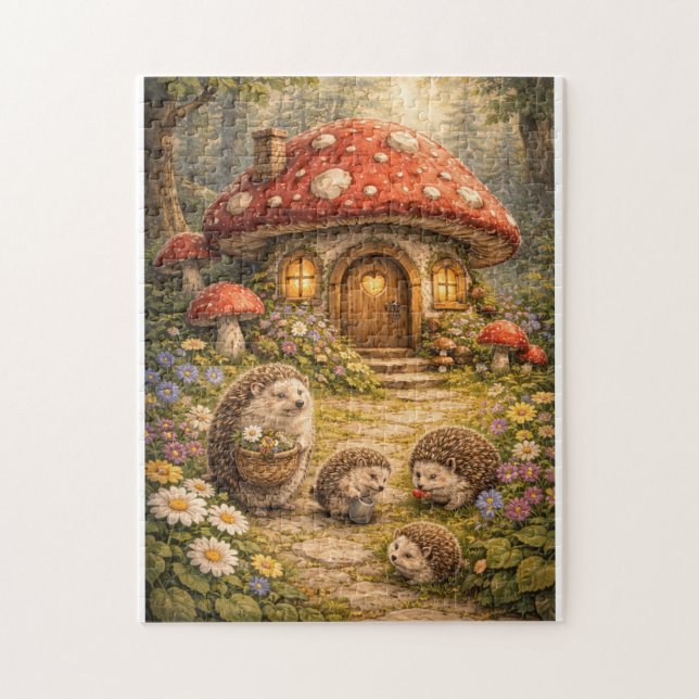 Hedgehog Mushroom Home Jigsaw Puzzle (Vertical)