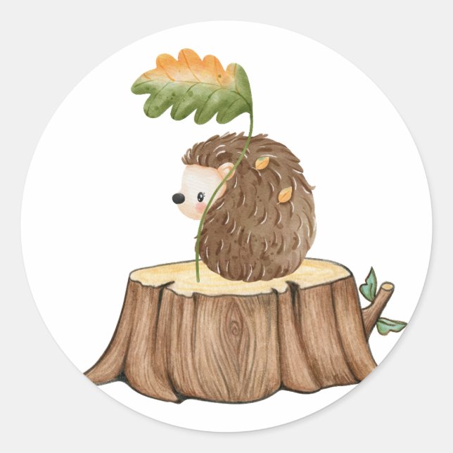 Hedgehog on stump Sticker  (Front)