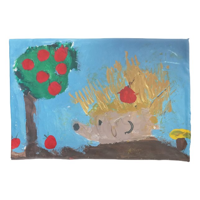Hedgehog Painting Pillowcase (Front)