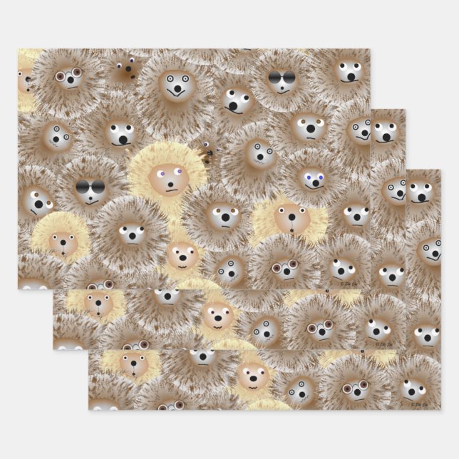 Hedgehog Party Wrapping Paper Sheets (Set)