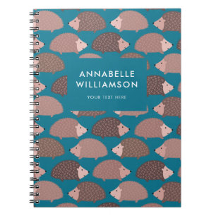 Hedgehog pattern personalised notebook