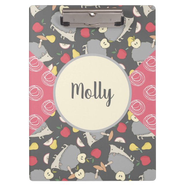 Hedgehog pattern personalized clipboard (Front)