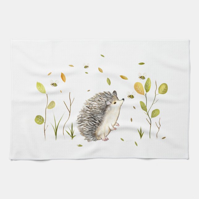 Hedgehog Personalised Kitchen Towels (Horizontal)