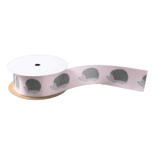 Hedgehog Pink Ribbon Satin Ribbon