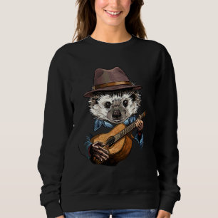Hedgehog Playing Acoustic Guitar Player Hedgehog Sweatshirt