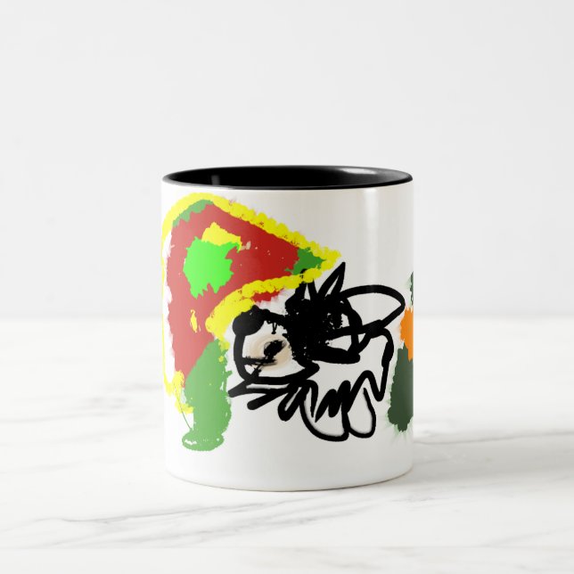 Hedgehog playing autumn Two-Tone coffee mug (Center)