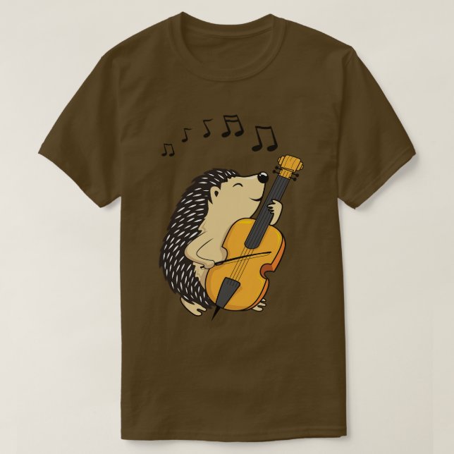 Hedgehog Playing Cello  T-Shirt (Design Front)