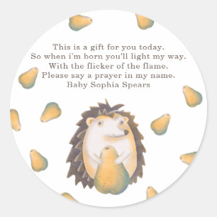 Hedgehog - Prayer candle label
