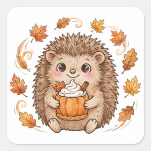 Hedgehog Pumpkin Spice Latte Cute Fall Sticker