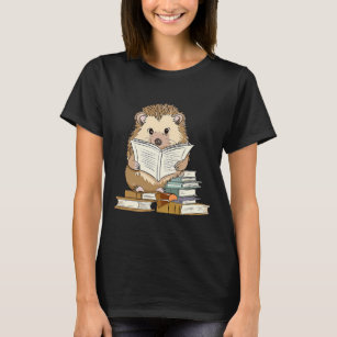 Hedgehog Reading A Book Cute Cottagecore Aesthetic T-Shirt