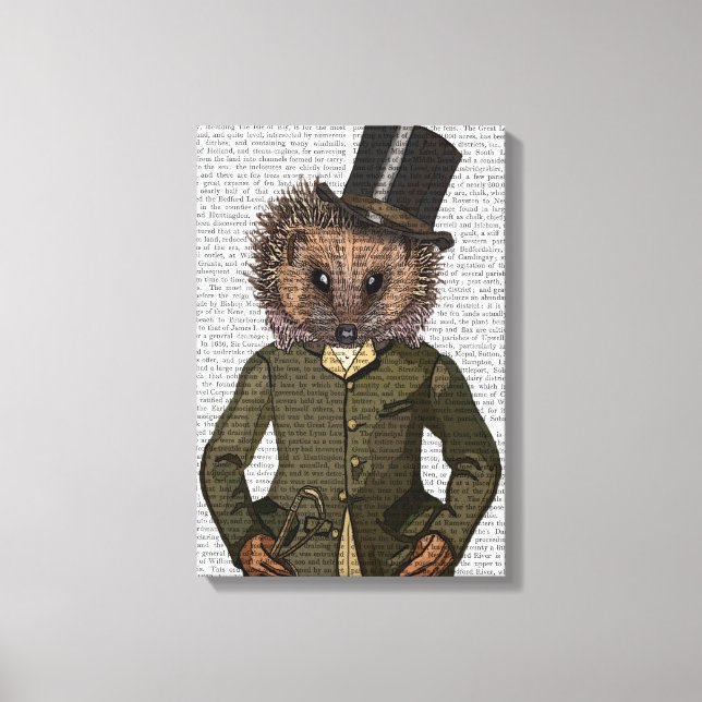 Hedgehog Rider Portrait Canvas Print (Front)