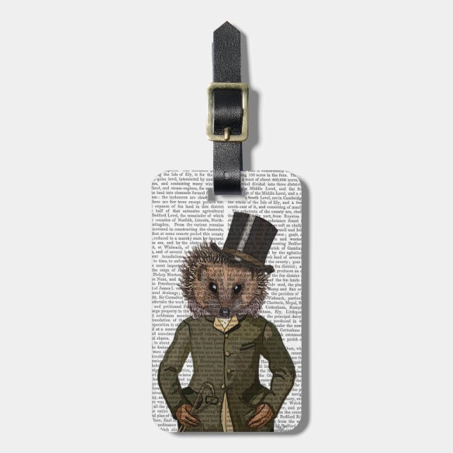 Hedgehog Rider Portrait Luggage Tag (Front Vertical)
