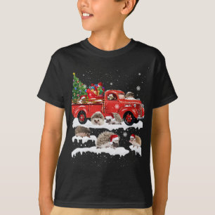 Hedgehog Riding Red Truck Merry Christmas X-mas Ug T-Shirt