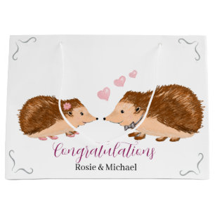 Hedgehog romantic wedding or engagement large gift bag