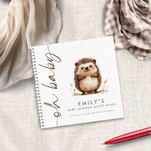 Hedgehog Rotated Script Oh Baby Shower Guest Book