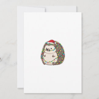 Hedgehog Santa Hat Christmas Lights Funny Holiday Thank You Card