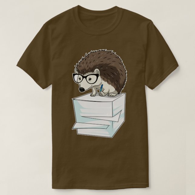 Hedgehog Secretary Stack of paper T-Shirt (Design Front)