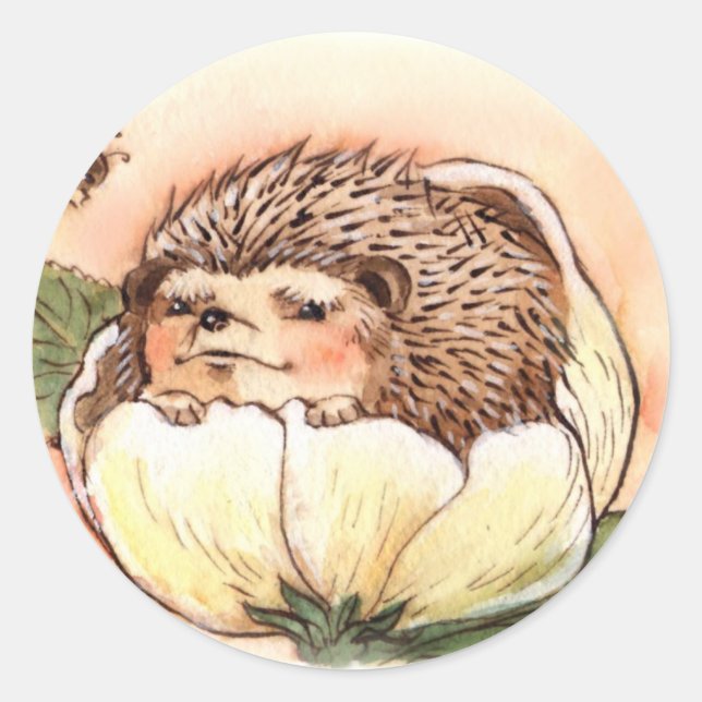 Hedgehog Spring Flower Baby Classic Round Sticker (Front)