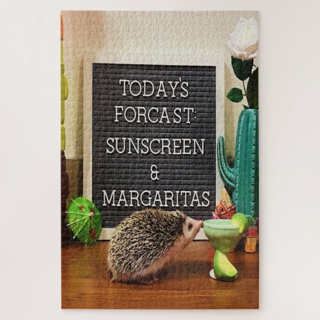 Hedgehog Sunscreen and Margaritas Jigsaw Puzzle (Vertical)