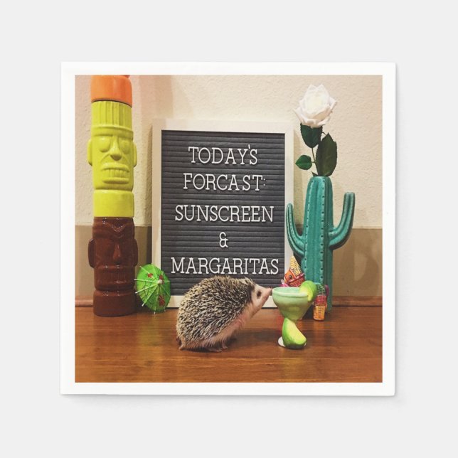 Hedgehog Sunscreen and Margaritas Napkin (Front)