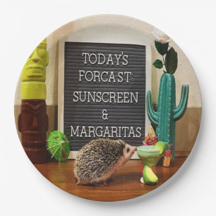 Hedgehog Sunscreen and Margaritas Paper Plate
