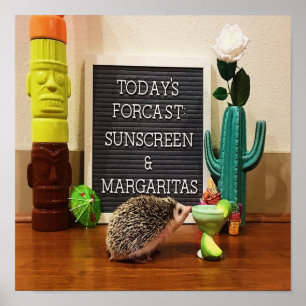 Hedgehog Sunscreen and Margaritas Poster