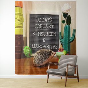 Hedgehog Sunscreen and Margaritas Tapestry
