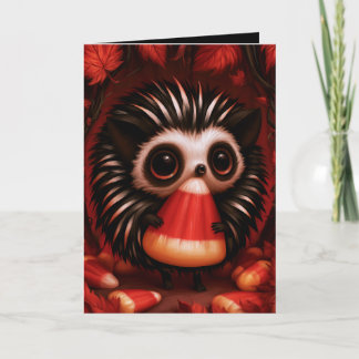 Hedgehog Trick or Treat Halloween Illustration Card