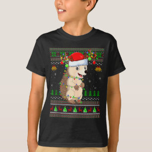 Hedgehog Ugly Christmas Sweaters Holiday Santa Cut
