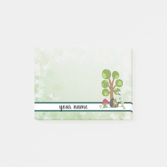 hedgehog under tree post-it notes (Front)