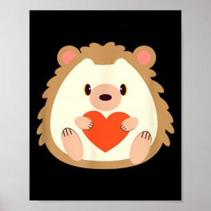 Hedgehog Valentines Day Heart Animals Lover Gift  Poster